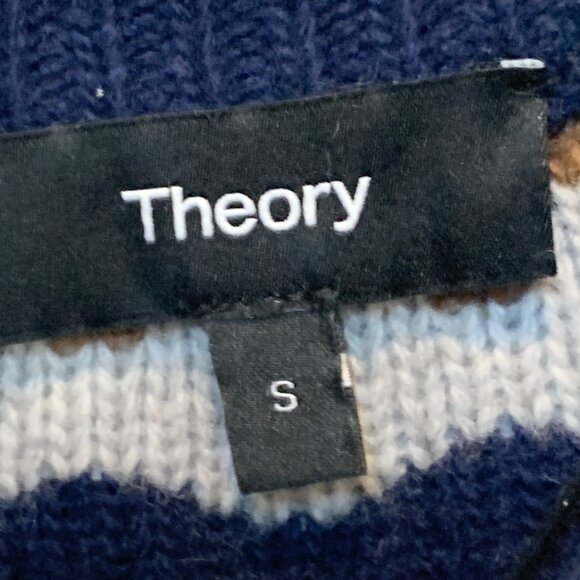 Theory Wm's Fair Isle Wool & Cashmere Sweater - Navy Small #0574 - Picture 3 of 7